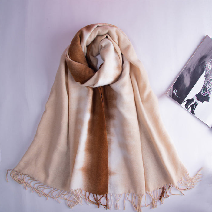 Wholesale Scarf Imitation Cashmere Gradient Thickened Thermal Shawl JDC-SF-Randai004