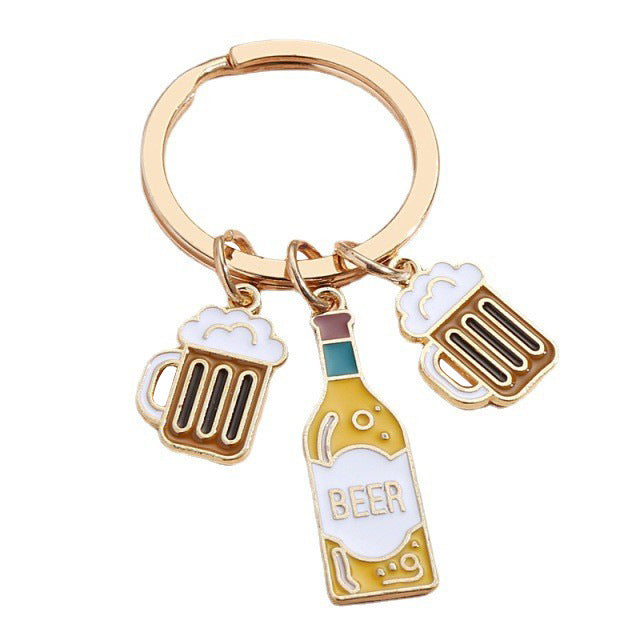 Jewelry WholesaleWholesale cartoon red wine glass beer glass combination key chain JDC-KC-ZhuangT002 Keychains 庄图 %variant_option1% %variant_option2% %variant_option3%  Factory Price JoyasDeChina Joyas De China