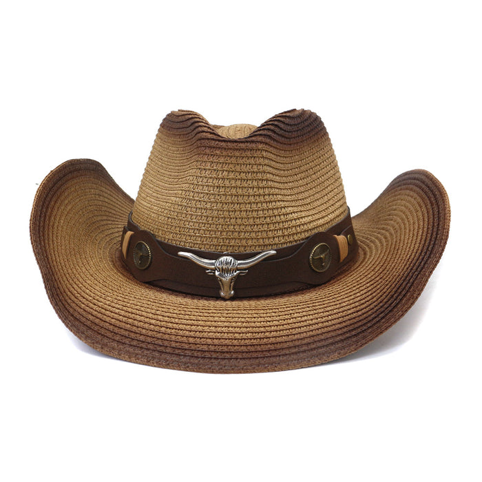 Wholesale Spring Summer Spray Paint Denim Straw Hat Outdoor JDC-FH-MShen006