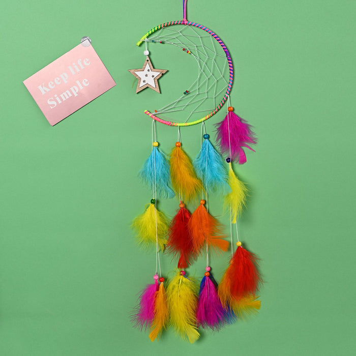 Jewelry WholesaleWholesale Colorful Moon Star Iron Circle Wooden Bead Feather Dreamcatcher JDC-DC-JunX005 Dreamcatcher 俊贤 %variant_option1% %variant_option2% %variant_option3%  Factory Price JoyasDeChina Joyas De China