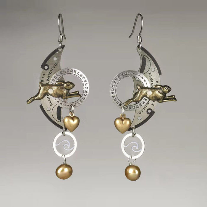 Wholesale Earrings Alloy Mechanical Punk Rabbit MOQ≥2 JDC-ES-ShuangJ001