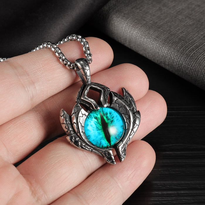 Wholesale Vintage Devil's Eye Titanium Steel Necklace Stainless Steel Pendant JDC-NE-GeJia007