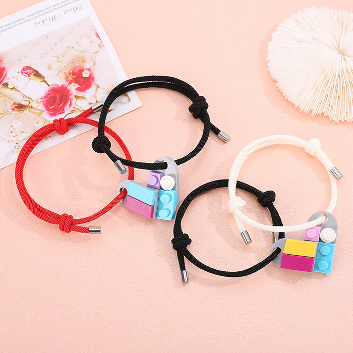 Wholesale Milanese Rope Building Blocks Assembled Love Couple Bracelet JDC-BT-ZiR013