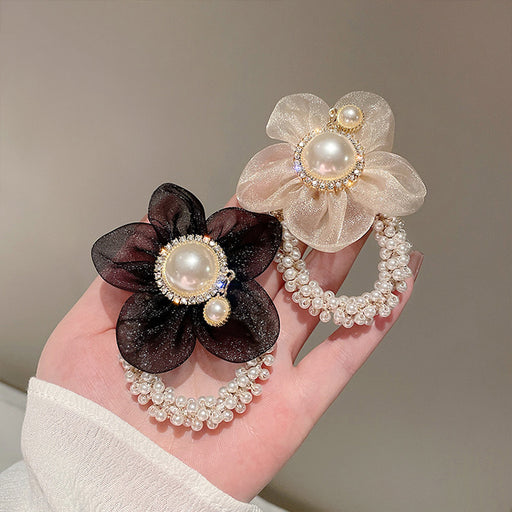 Jewelry WholesaleWholesale flower pearl hair rope tie hair elastic band hair ring JDC-HS-Hengbei002 Hair Scrunchies 衡倍 %variant_option1% %variant_option2% %variant_option3%  Factory Price JoyasDeChina Joyas De China