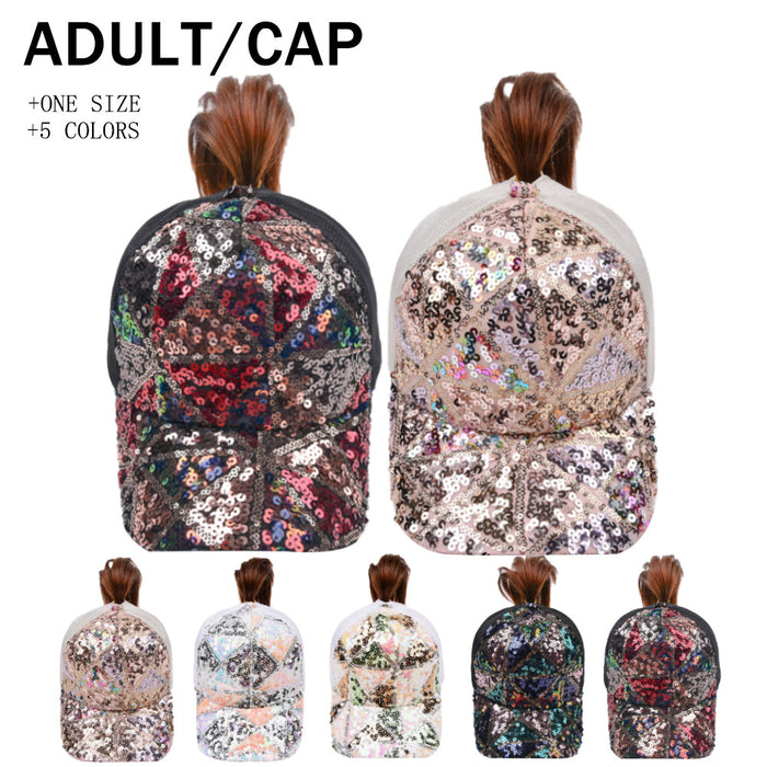 Wholesale Sequin Crossover Ponytail Cap Cotton Baseball Cap MOQ≥2 JDC-FH-WenR003