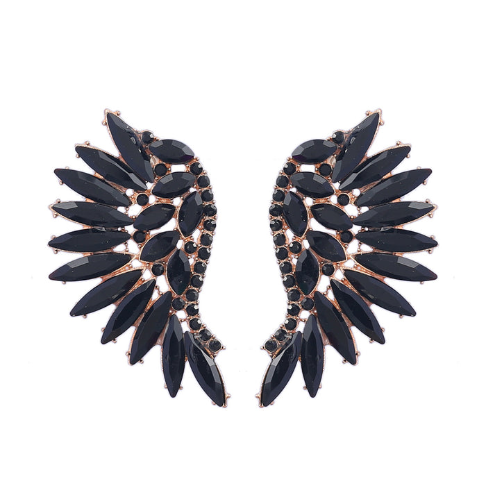 Wholesale Colored Diamond Scalloped Wings Earrings Alloy and Rhinestones JDC-ES-JL1069