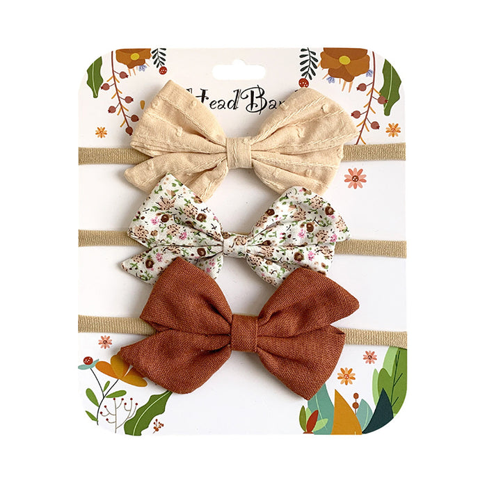 Wholesale Headband Cotton Linen Baby Soft Elastic Bow MOQ≥10 JDC-HD-AMSR004