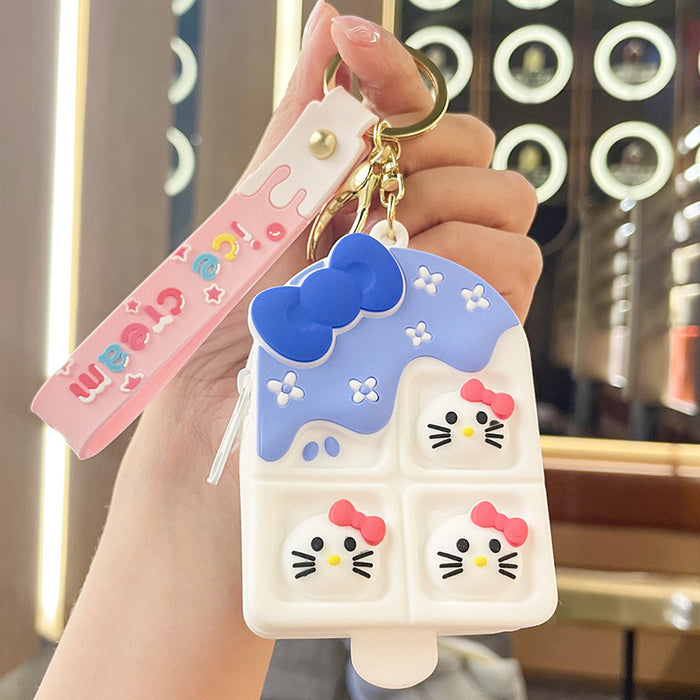 Wholesale keychain wallets Ice Cream Strawberry Bear Silicone Ice Cream Coin Purse Pendant JDC-KC-XinJY001