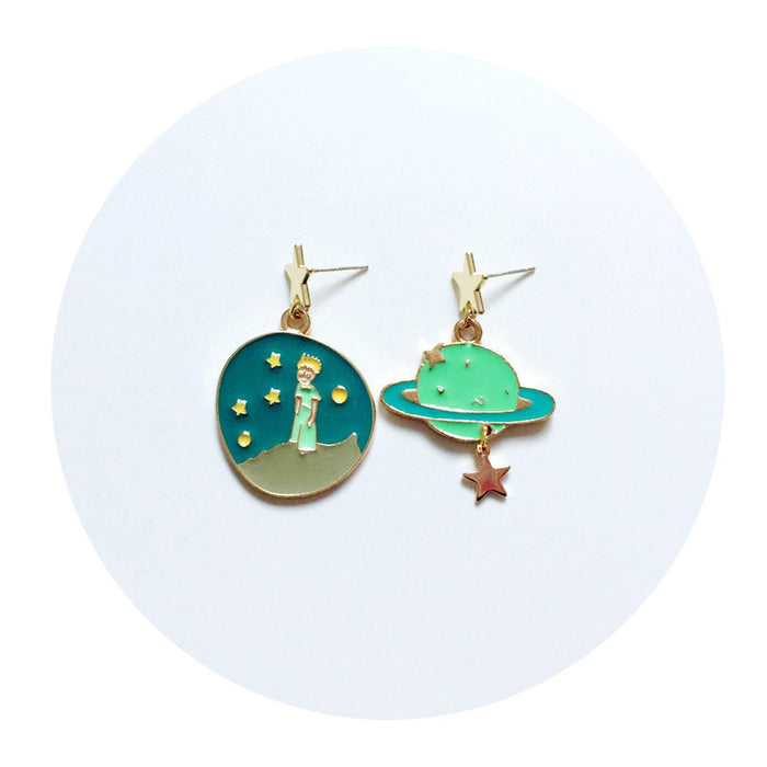 Wholesale Earrings Alloy Ceramic Cartoon Star Asymmetrical Earrings MOQ≥10 JDC-ES-Lxx004