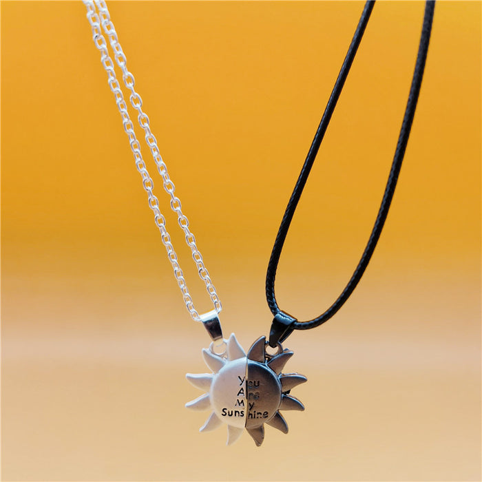 Wholesale creative sun magnetic couple necklace two-color magnet attract JDC-NE-qisheng001