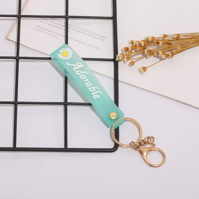 Wholesale Keychain PVC Soft Rubber Chrysanthemum Letters Flower Lanyard MOQ≥10 JDC-KC-ZaoYang004