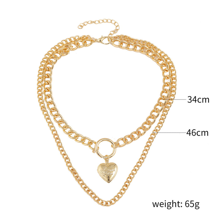 Jewelry WholesaleWholesale sweater chain love double layer necklace female choker JDC-NE-GSJY013 Necklaces 嘉溢 %variant_option1% %variant_option2% %variant_option3%  Factory Price JoyasDeChina Joyas De China