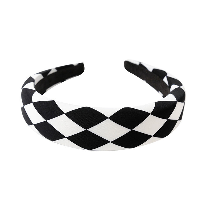 Jewelry WholesaleWholesale wild wide-brimmed fabric checkerboard face wash headband JDC-HD-hemin017 Headband 和鸣 %variant_option1% %variant_option2% %variant_option3%  Factory Price JoyasDeChina Joyas De China