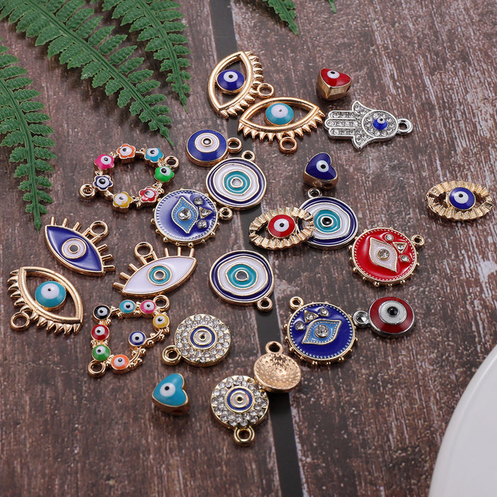 Wholesale creative colorful eye alloy pendant diy handmade jewelry beaded 10PCS JDC-DIY-Jingy006