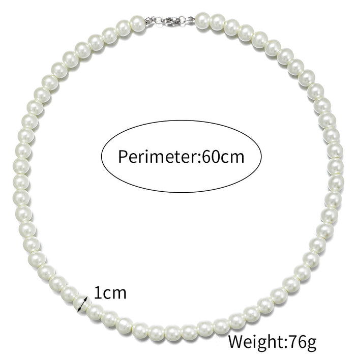 Wholesale Personality Men's Pearl Necklace Hip Hop Punk JDC-NE-ZhuJ006