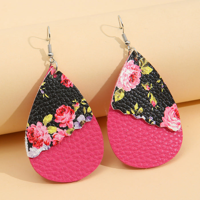 Wholesale Lychee Water Drop Wave Feature Leather Earrings MOQ≥2 JDC-ES-Miaos007