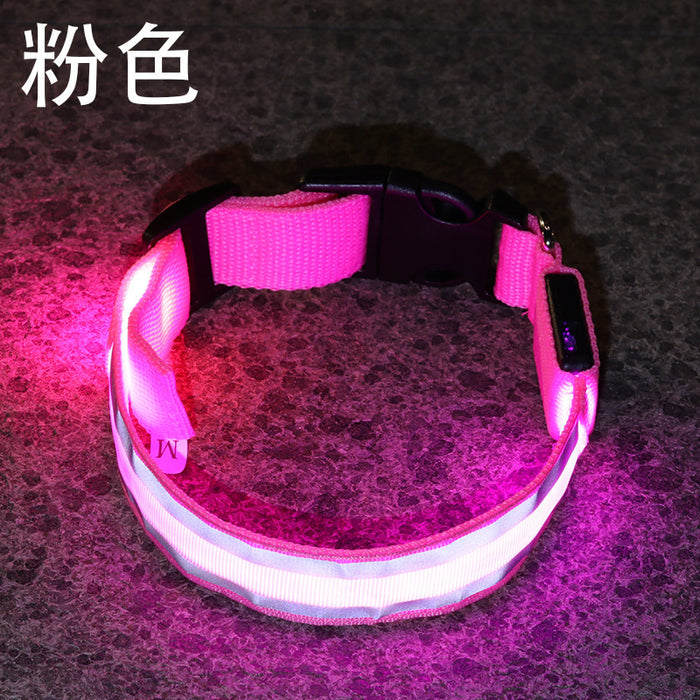 Wholesale Nylon Webbing LED Light Up Dog Collar JDC-FT-XuanD003