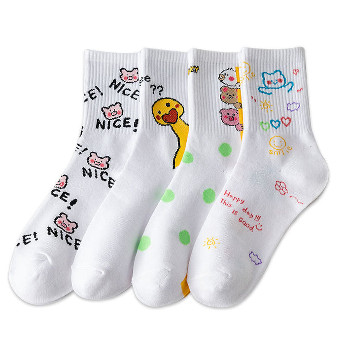 Wholesale tube socks small fresh college style cute cartoon JDC-SK-CYu014