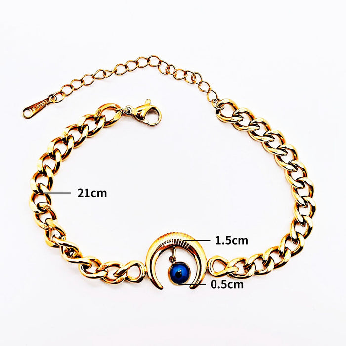 Wholesale Bracelet Titanium Steel Simple Eyes Moon Pendant JDC-BT-DingP013