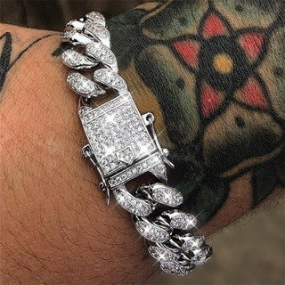 Wholesale full diamond Cuban bracelet ins style hip hop a few JDC-BT-YunJ009