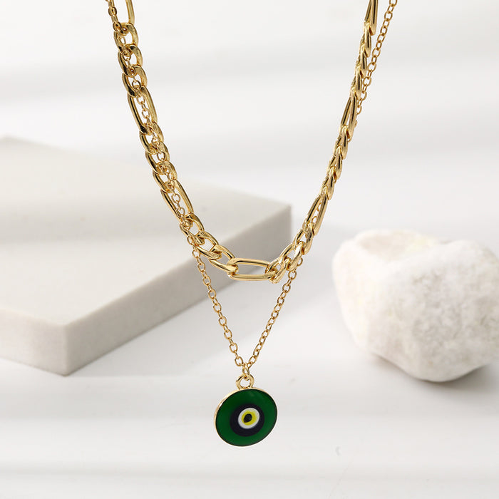 Wholesale necklace alloy green eyes color matching cartoon JDC-NE-YiD039