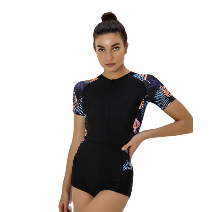 Wholesale One Piece Swimsuit Bikini Short Sleeve Wetsuit Swimwear JDC-SW-Haobo001