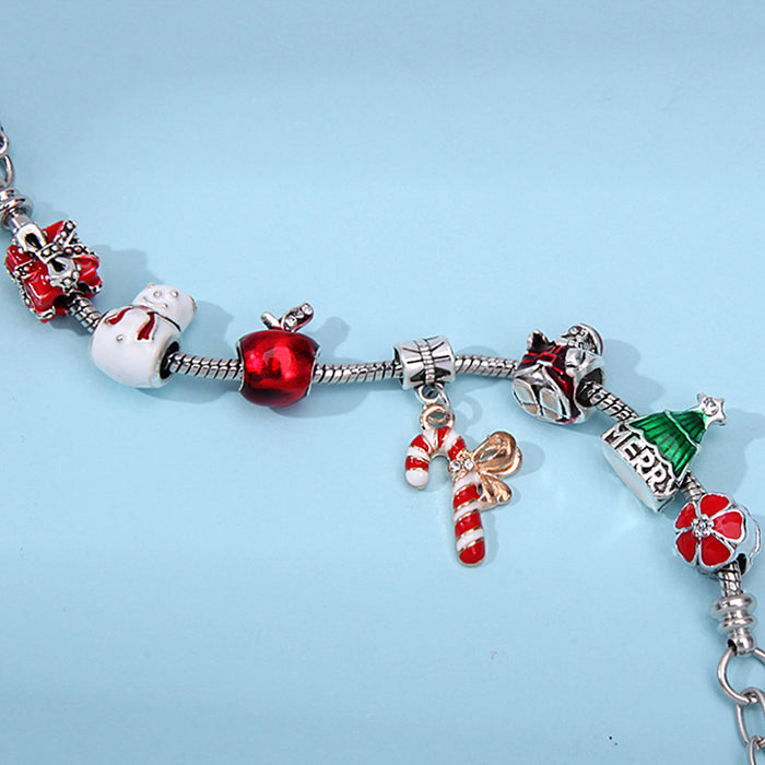 Wholesale stainless steel diy candy cane bracelet cartoon snowman children's bracelet MOQ≥2 JDC-BT-YinH006