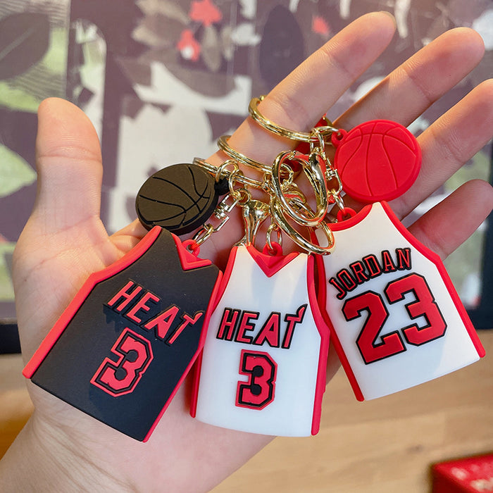 Wholesale Keychains For Backpacks Cartoon Fashion Basketball Jersey Keychain Creative PVC Epoxy Doll JDC-KC-JG236