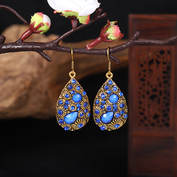 Jewelry WholesaleWholesale water drop gemstones set with diamonds ethnic wind earrings JDC-ES-daiq024 Earrings 黛茜 %variant_option1% %variant_option2% %variant_option3%  Factory Price JoyasDeChina Joyas De China