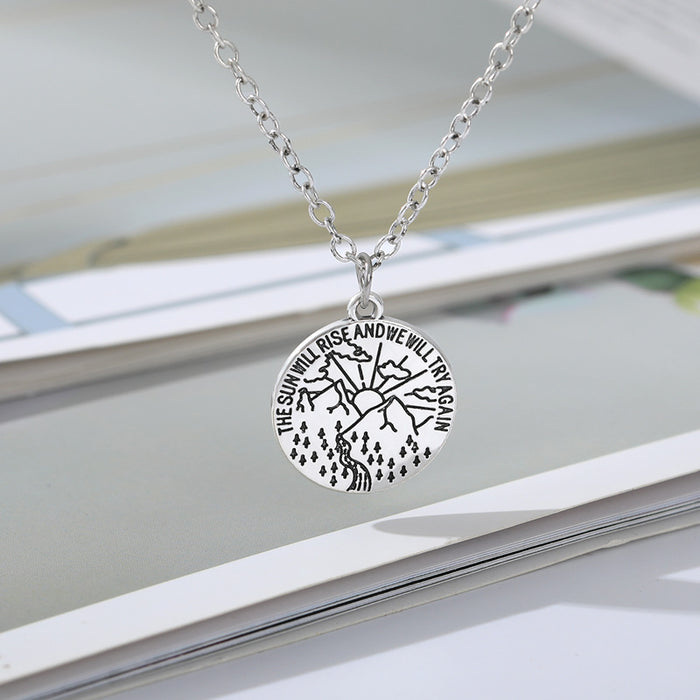 Jewelry WholesaleWholesale Stainless Steel Sunrise Landscape Figure Necklace Landscape Disc JDC-NE-MJ012 Necklaces 萌葭 %variant_option1% %variant_option2% %variant_option3%  Factory Price JoyasDeChina Joyas De China