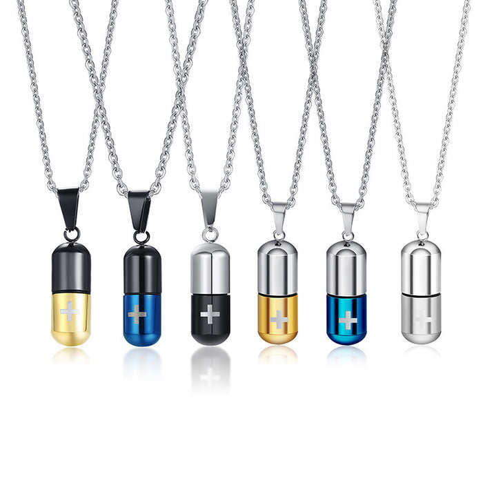 Wholesale Necklace Stainless Steel Pills Perfume Bottle MOQ≥2 JDC-NE-QuanX001