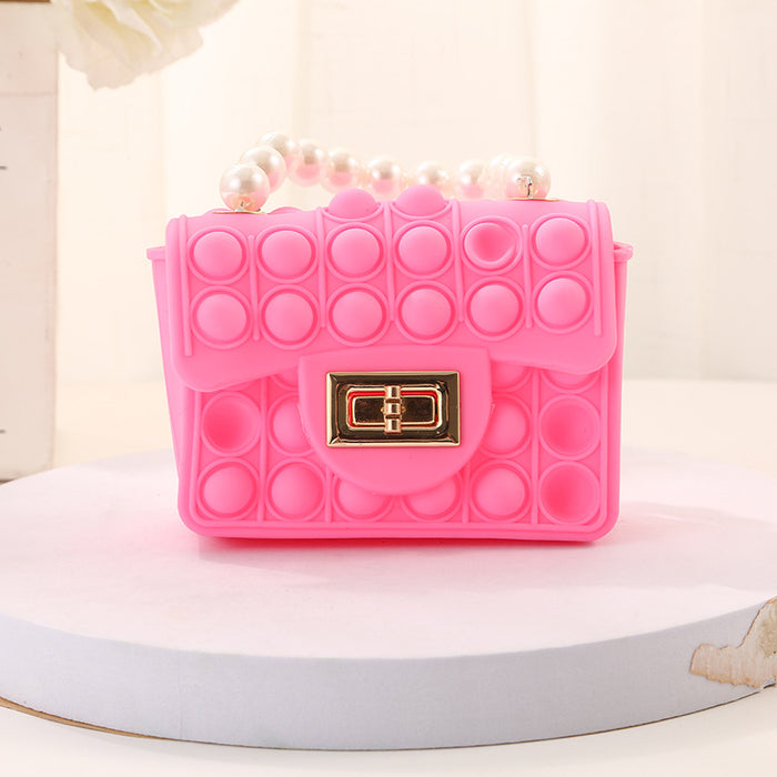 Wholesale Wallet Silicone Children Pearl Portable Coin Purse Double Sided Diagonal MOQ≥3 JDC-WT-YiiLai002