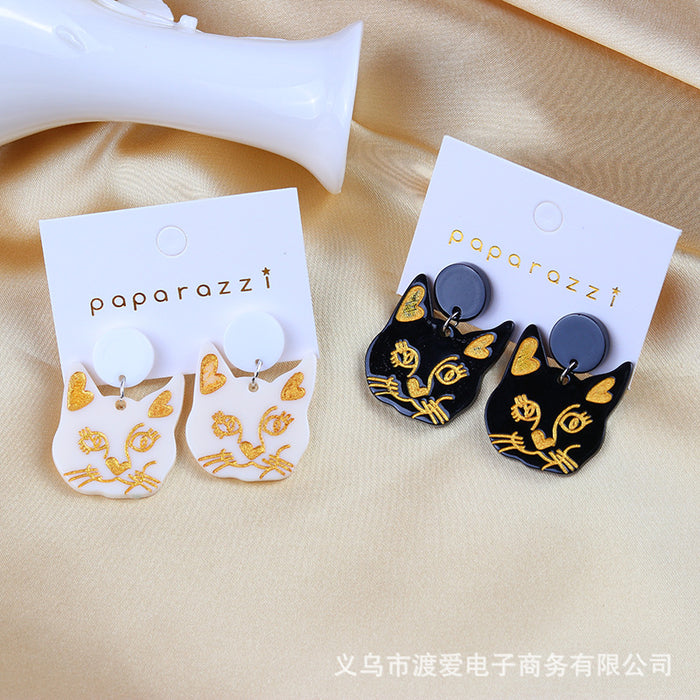 Jewelry WholesaleWholesale black cat white cat earrings exaggerated personality earrings acrylic MOQ≥2 JDC-ES-DUAI030 Earrings 渡爱 %variant_option1% %variant_option2% %variant_option3%  Factory Price JoyasDeChina Joyas De China