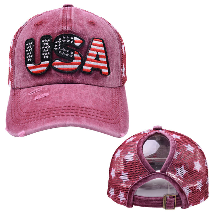 Wholesale Embroidered Hole Ponytail Baseball Cap MOQ≥2 JDC-FH-WenR008