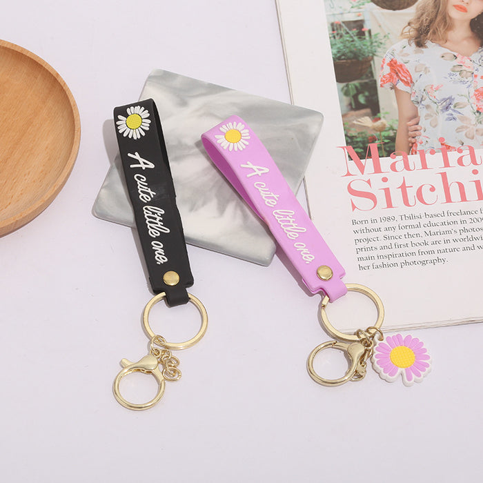 Wholesale Keychain PVC Soft Rubber Chrysanthemum Letters Flower Lanyard MOQ≥10 JDC-KC-ZaoYang004