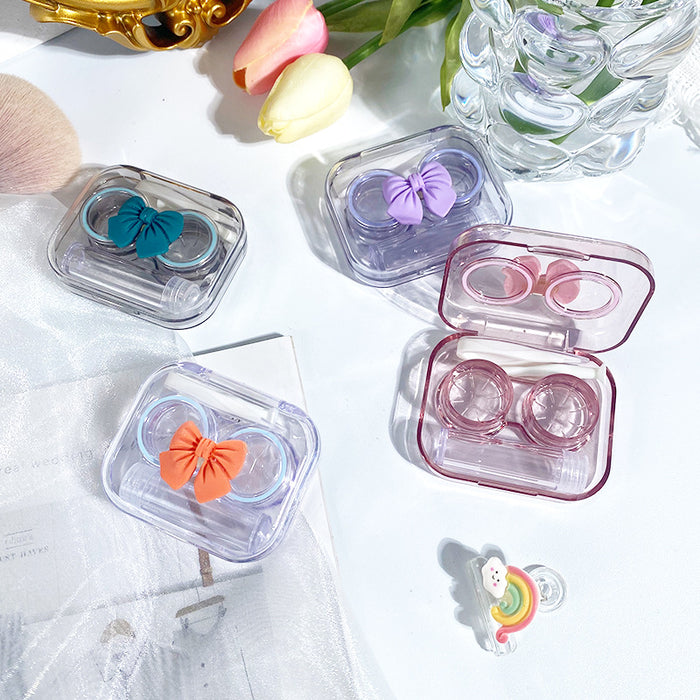 Wholesale Bow Knot Transparent Contact Lens Case Plastic Portable (M) MOQ≥2 JDC-GA-Qingdu004