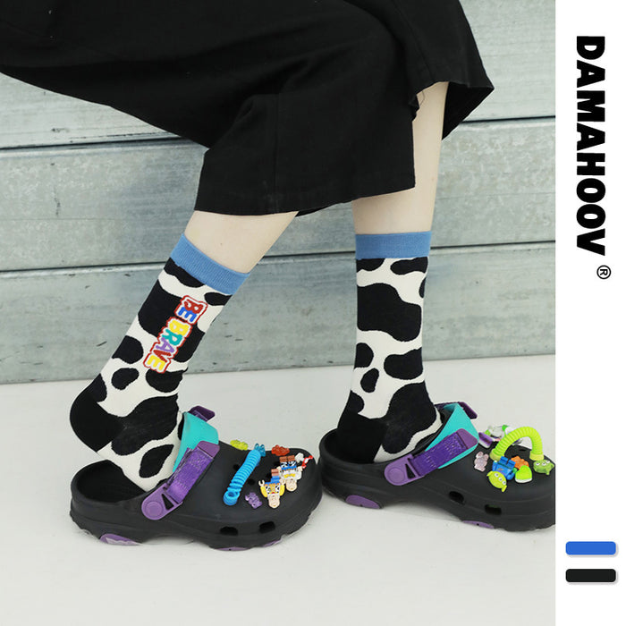 Wholesale Socks Cotton Cows Spotted Cartoon Cute MOQ≥3 JDC-SK-XunaH001