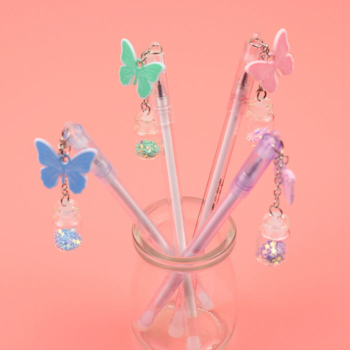 Wholesale Ballpoint Pen Plastic Butterfly Wishing Bottle Pendant Gel Pen JDC-BP-WangL005