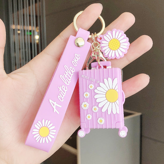 Wholesale cute ins daisy suitcase keychain JDC-KC-FeiRun076