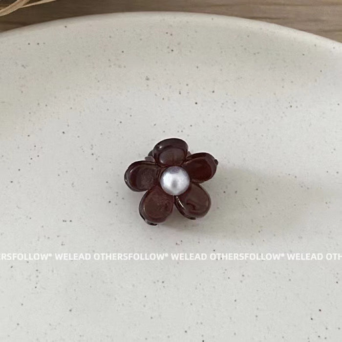 Wholesale Hair Clips Acrylic Girl Jelly Flower Color Diamond Pearl Mini MOQ≥2 JDC-HC-QZ005