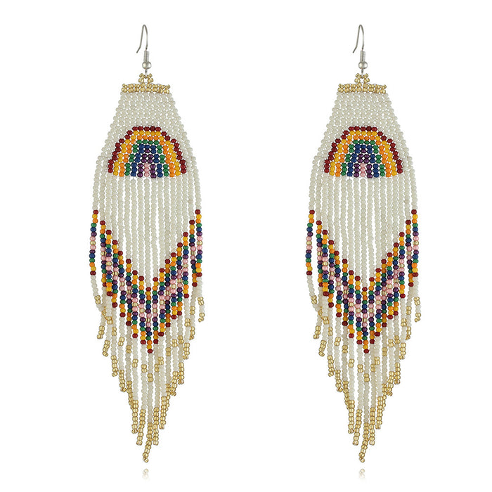 Jewelry WholesaleWholesale Ethnic Style Braided Rice Beads Tassel Earrings JDC-ES-YuanQ002 Earrings 圆沁 %variant_option1% %variant_option2% %variant_option3%  Factory Price JoyasDeChina Joyas De China