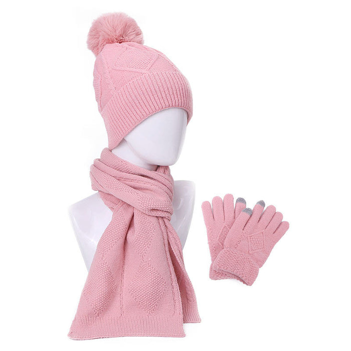 Wholesale Scarf Hat Gloves Three-piece Set Cotton Acrylic Plus Fleece Thickening Keep Warm JDC-SF-Kaip008