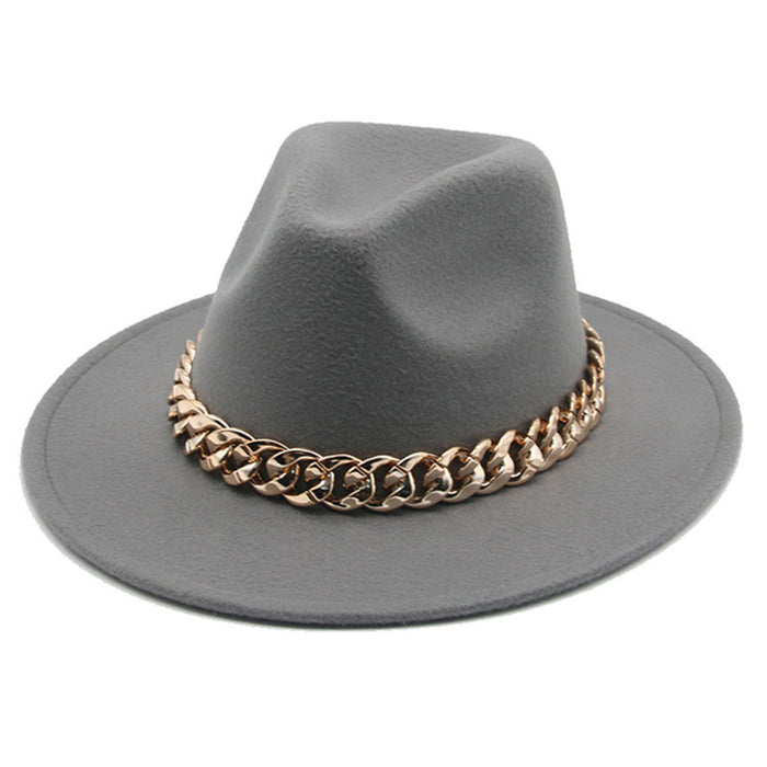 Jewelry WholesaleWholesale Gold Necklace Felt Hat Flat Brim Big Brim Jazz Wool Top Hat JDC-FH-Guanchuan001 Fashionhat 冠川 %variant_option1% %variant_option2% %variant_option3%  Factory Price JoyasDeChina Joyas De China