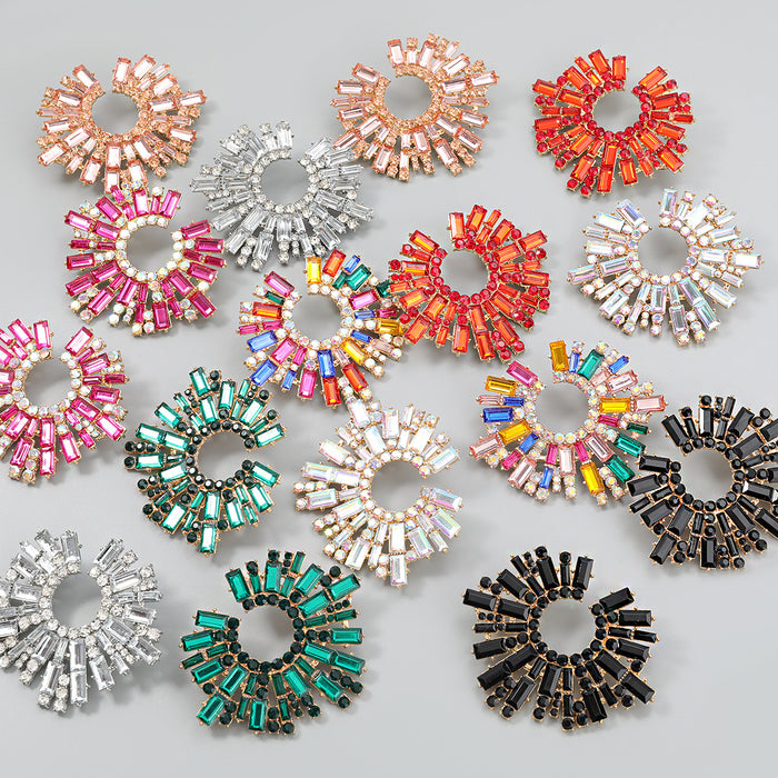 Wholesale Alloy Diamond Sunflower Earrings Alloy and Rhinestone JDC-ES-JL1068