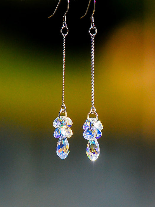 Wholesale sparkling crystal ear wire long water drop earrings JDC-ES-kait006