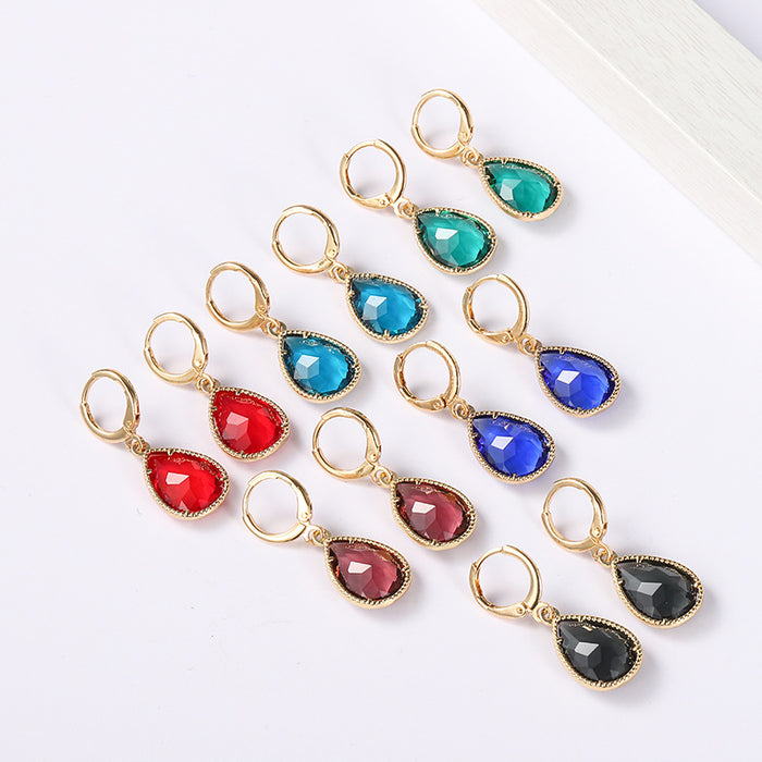 Wholesale Crystal Copper Rare Earth Glass Water Drop Earrings MOQ≥2 JDC-ES-Yongz003