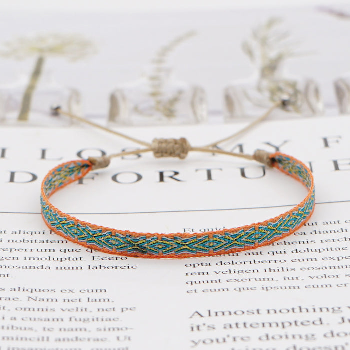 Wholesale Ethnic Wind Ribbon Pure Hand Woven Bracelet JDC-BT-HeY021