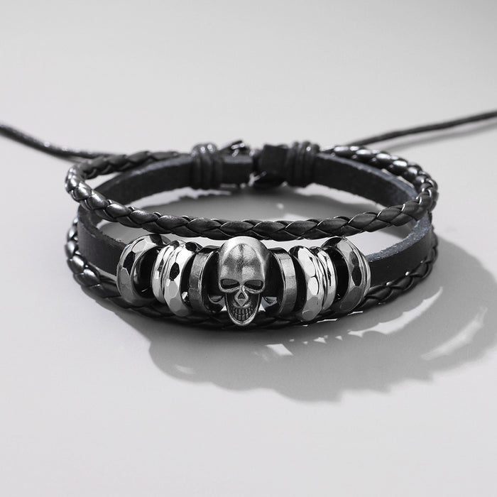 Wholesale Bracelet Men's Alloy Leather Skull JDC-BT-QiN030