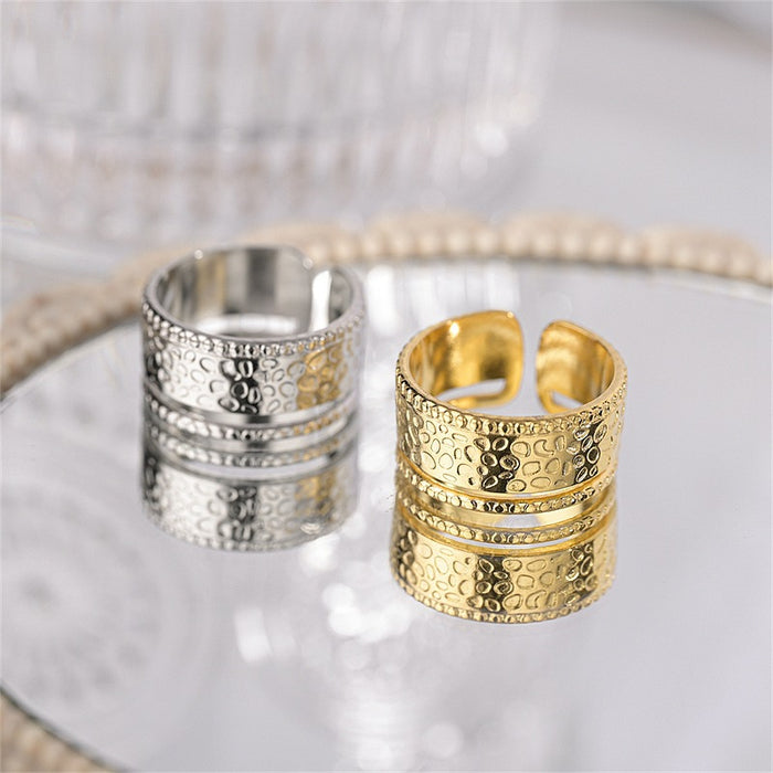 Wholesale Rings Titanium Steel Geometric Beat Pattern Vintage JDC-RS-JYS007