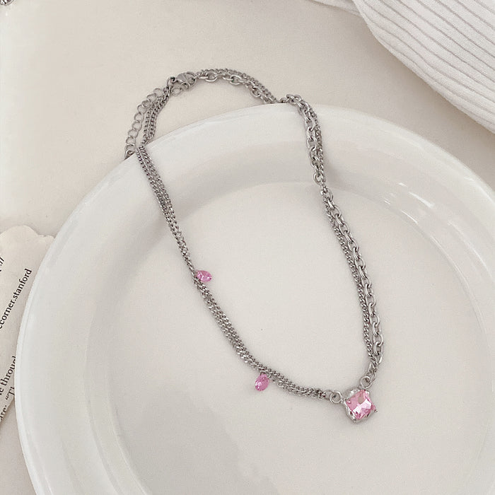 Wholesale pink love pearl necklace JDC-NE-NaiS001